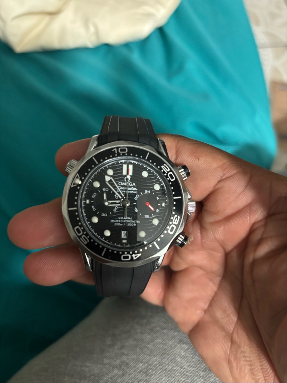 Omega Seamaster Black Men's Dive Watch - Black Strap